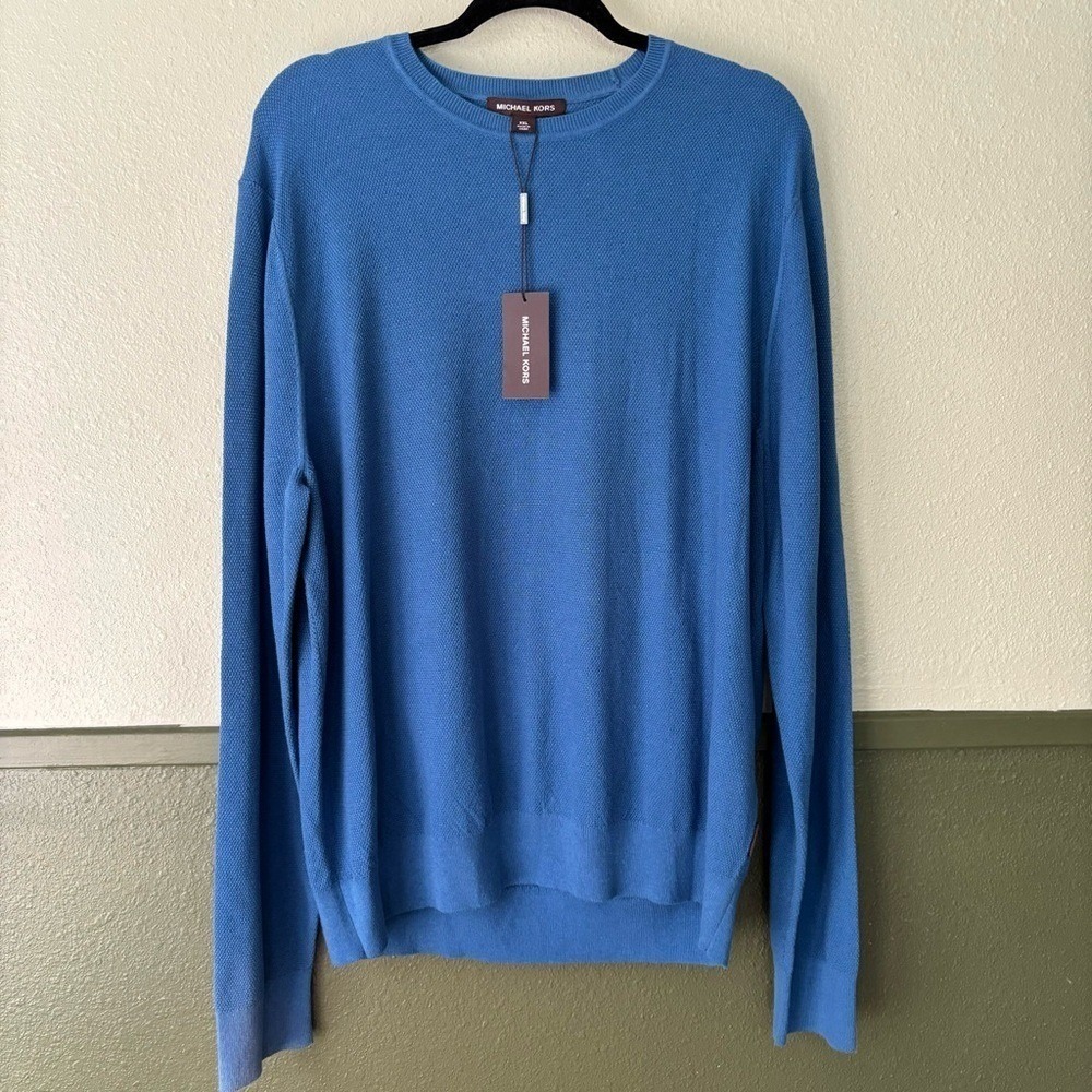 Michael Kors NWT Long Sleeve Crew Neck Ocean Blue‎ Men's Lightweight Sweater XXL